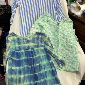 crown & ivy Kids Blouses - Blue, Green, and White